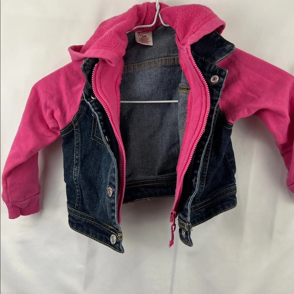 Arizona Jean Company - Girls Jean Jacket Jersey Hoodie - Size 24 months - Pink